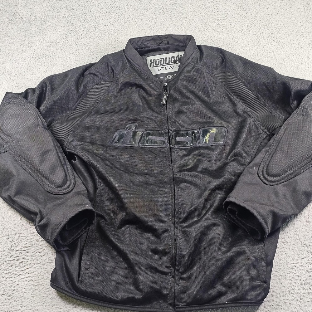 Icon Jacket Mens 3XL Black Hooligan 2 Stealth Motorcycle Textile Padded Armor - Picture 2 of 16